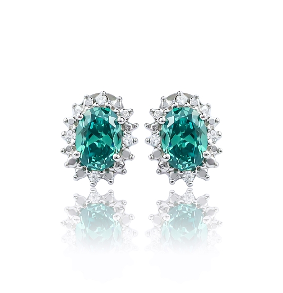 Hermosos Aretes de Alejandrita Bicolor ( Verde/Azul ) en Plata .925