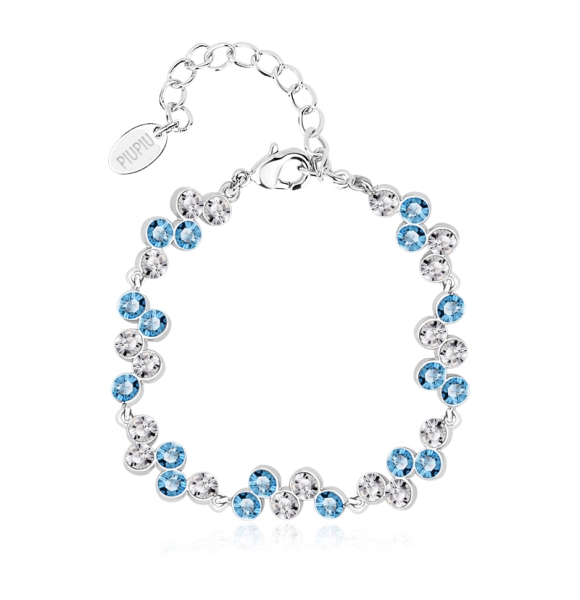 Alta Calidad de Pulsera de Swarovski con Cristales Azules y Blancas