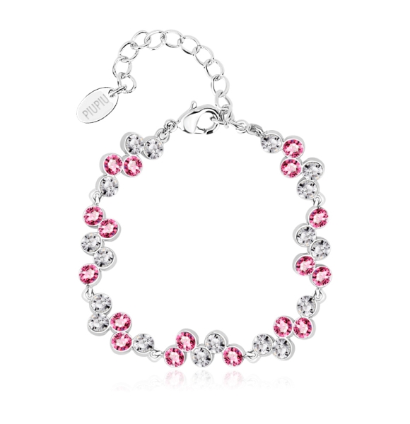Alta Calidad de Pulsera de Swarovski con Cristales Rosas y Blancas
