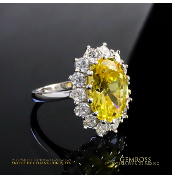 Anillo de Citrina Corte Ovalado en Plata 925