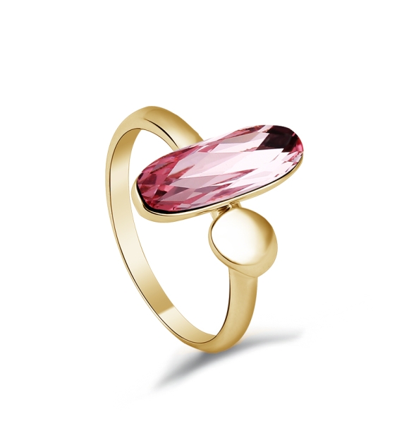 Anillo con Cristal de Swarovski Rosa 18K Baño de Oro