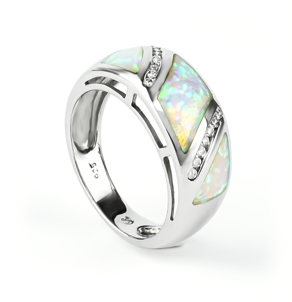 Hermoso Anillo de Ópalo Australiano Blanco