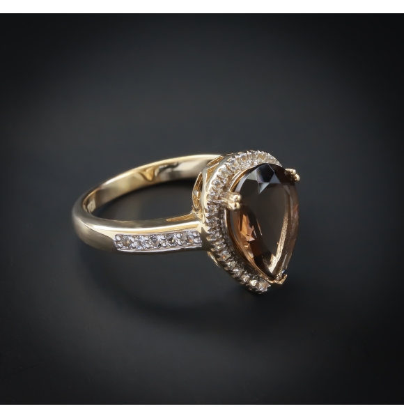 Anillo con Baño de Oro 14K y Topacio