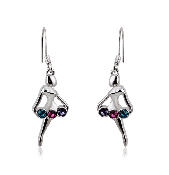 Bonitos Aretes de Bailarinas Swarovski de Colores