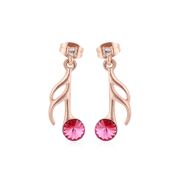 Aretes con Cristal Austriaco y Baño de Oro 18K