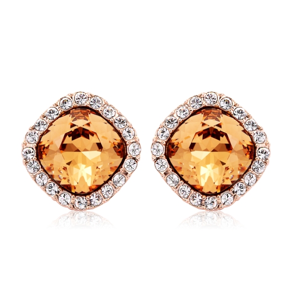 Hermosos Aretes con Baño de Oro Rosa 18K