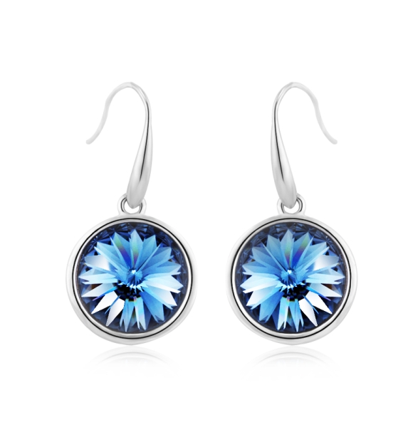 Aretes Redondos color Azul de Cristal Swarovski