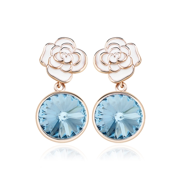 Aretes con Baño de Oro Rosa 18K color Azul