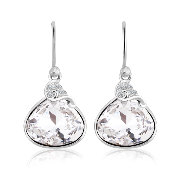 Aretes de Plata 925 Con Swarovski Blanco