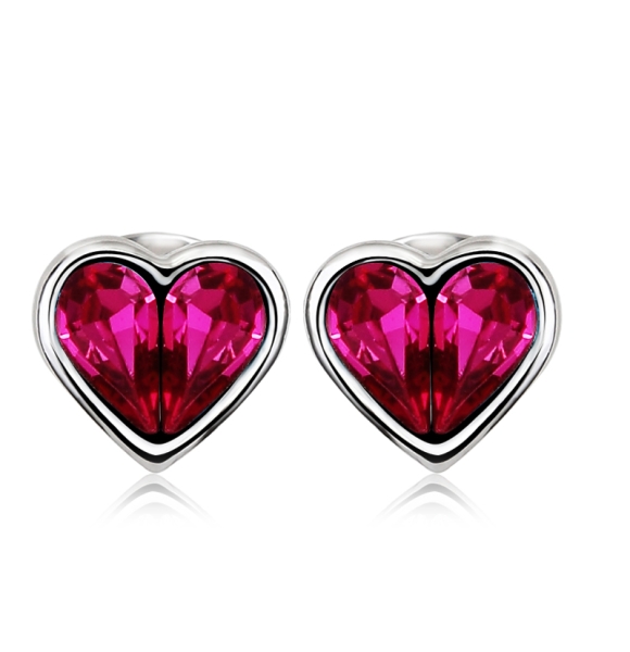 Aretes de Swarovski en Forma de Corazón Color Rojo