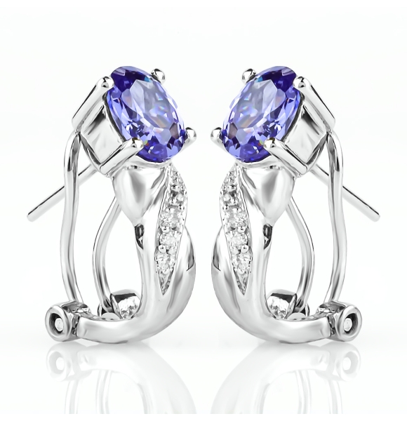 Aretes de Plata con Tanzanita Omega Clip