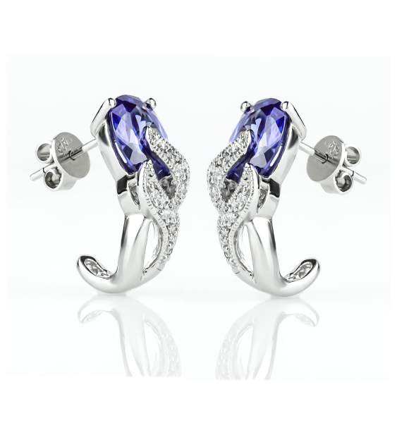 Aretes de Tanzanita Con Plata 925