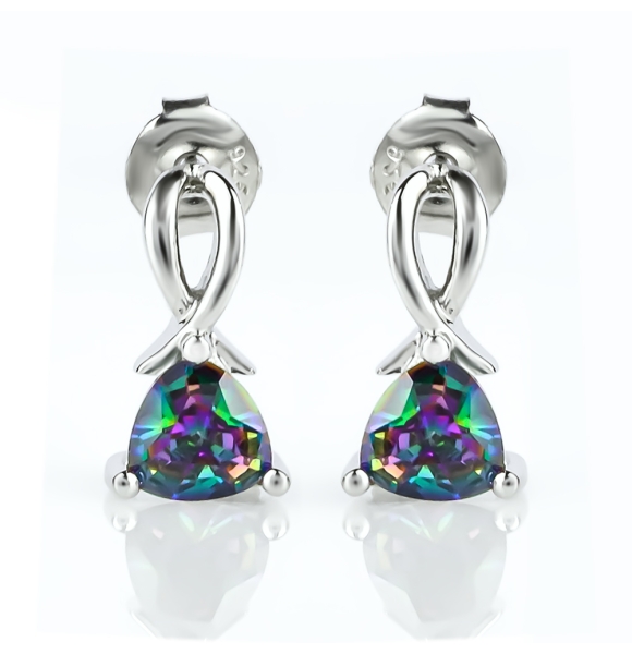 Aretes de Plata de .925 y Gemas de Topacio Místico