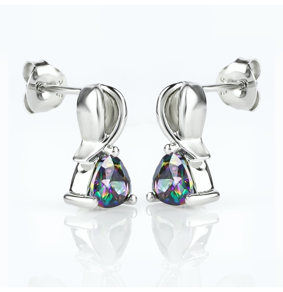 Aretes de Plata de .925 y Gemas de Topacio Místico