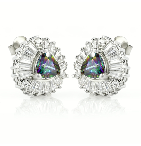 Preciosos Aretes de Plata de Ley .925 y Topacio Místico