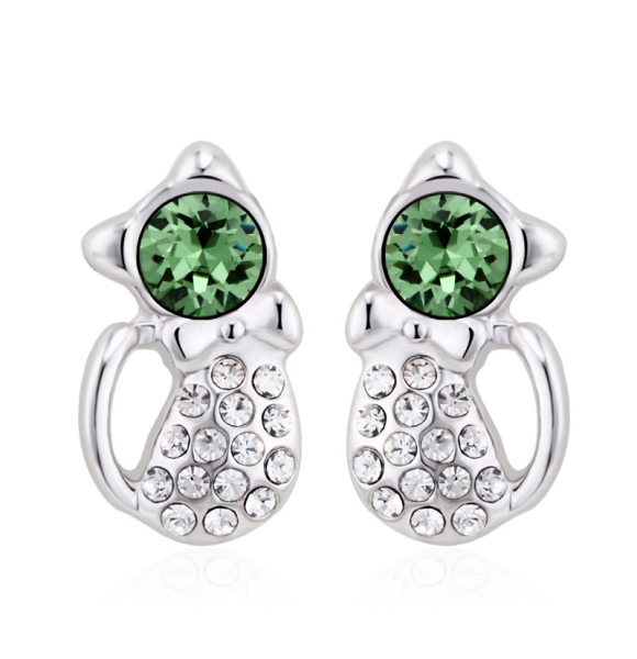 Aretes Color Peridoto de Gato con Cristales Swarovski