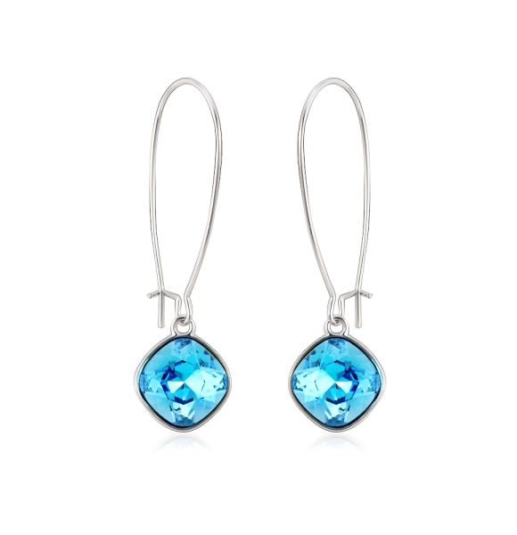Aretes Largos de Cristal Austriaco Color Azul