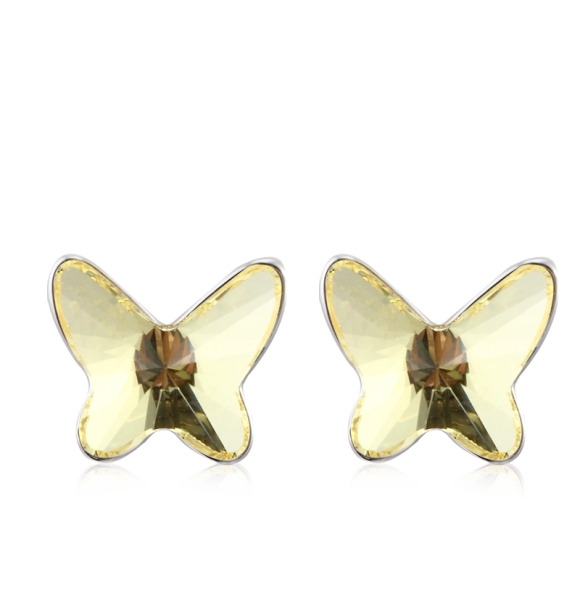 Aretes de Cristal Swarovski Mariposa Color Amarillo