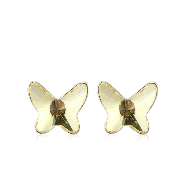 Aretes de Cristal Austriaco Mariposa Color Amarillo