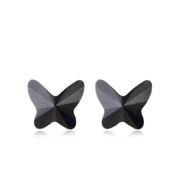 Lindos Aretes de Cristal Austriaco Mariposa Color Negro