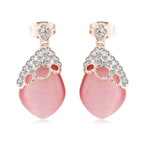 Lindos Aretes de Opalo con Baño de Oro Rosa de 18K