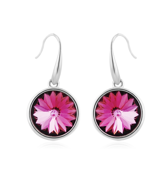 Aretes Redondos Rosa de Cristal Swarovski