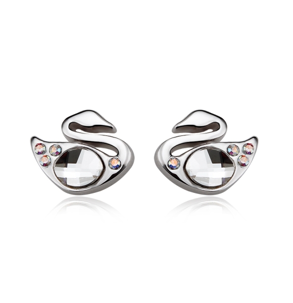 Aretes Color Blanco de Swarovski con Rodio en Forma de Cisne