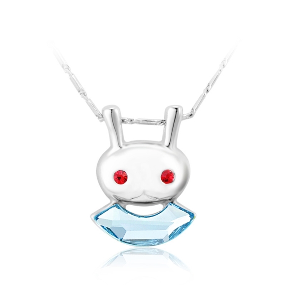 Tierno Collar de Conejito de Cristal color Azul