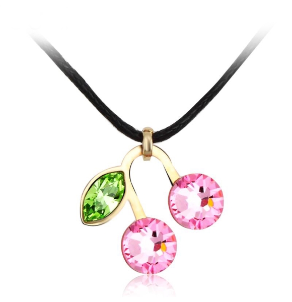 Collar Swarovski de Cerezas color Rosa Claro