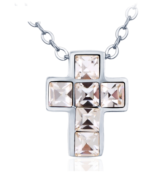 Cruz de Rodio con Cristal Swarovski