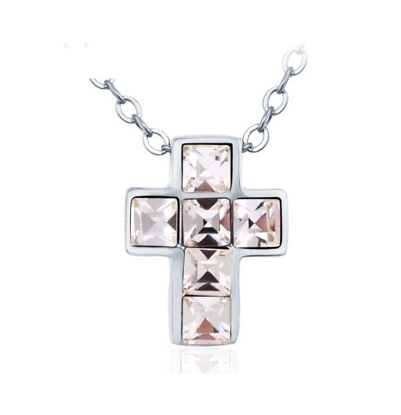 Cruz de Rodio con Cristal Austriaco
