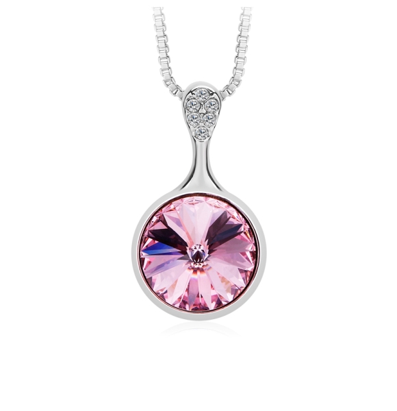 Collar de Circulo Color Rosa de Cristal Swarovski