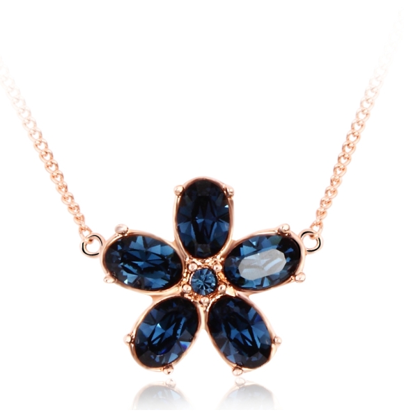 Collar Swarovski de Flor Azul