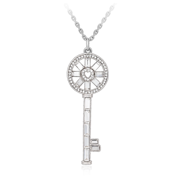 Collar de Llave de Rodio y Cristal Swarovski
