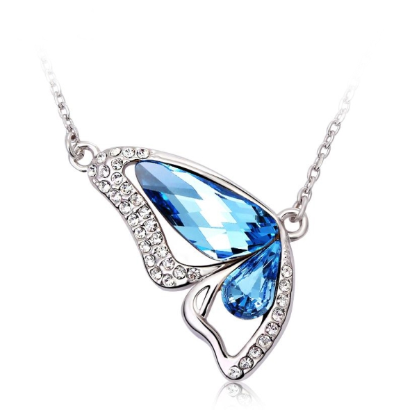 Collar de Mariposa color Aquamarina