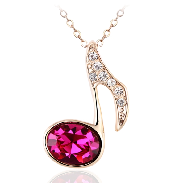 Collar Nota Musical Swarovski Fiucsa con Baño de Oro 18K