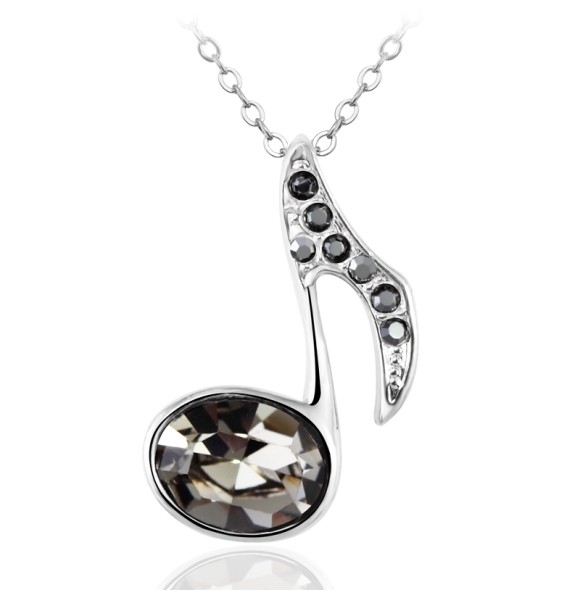 Collar Nota Musical Swarovski Negro