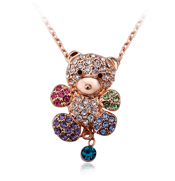 Bonito collar de Osito con Baño de Oro Rosa de 18K