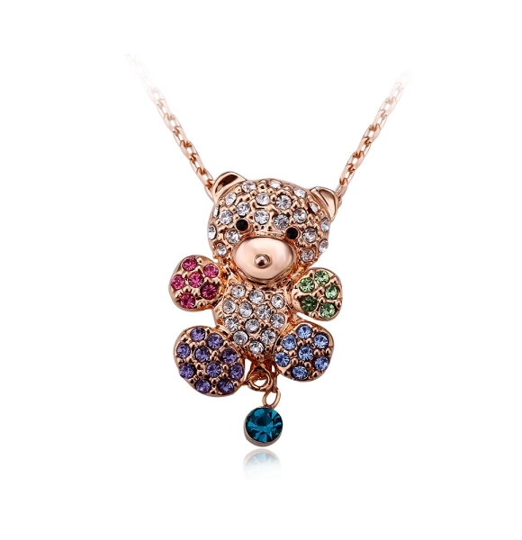 Bonito collar de Osito con Baño de Oro Rosa de 18K