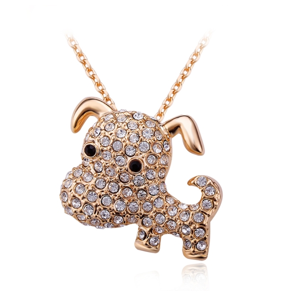 Collar con Baño de Oro Rosa de 18K en Forma de Perrito