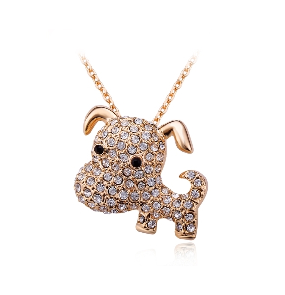 Collar con Baño de Oro Rosa de 18K en Forma de Perrito