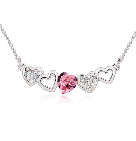 Bonito Collar de Swarovski con Corazón Rosa