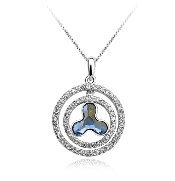 Dije de Cristal Swarovski Color Azul en Plata de Ley