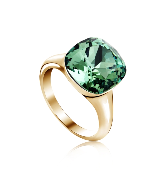 Anillo de Cristal Swarovski Verde con 18K Baño de Oro