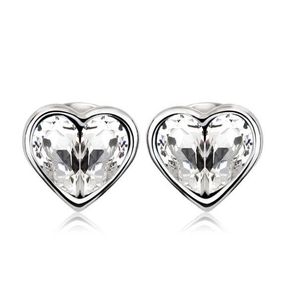 Aretes de Swarovski en Forma de Corazón Color Blanco