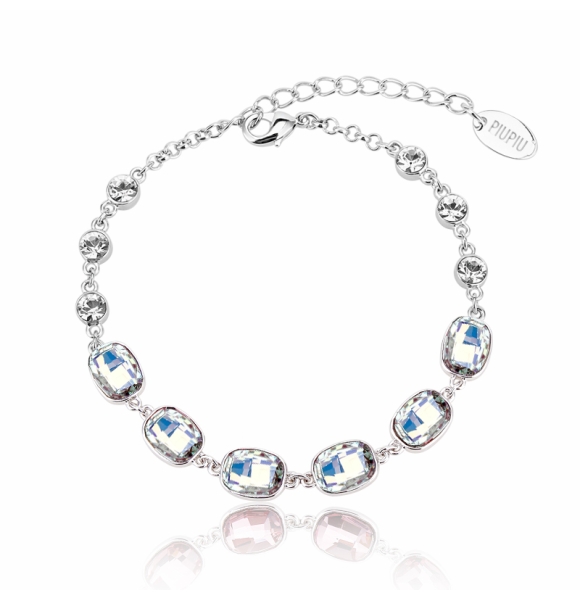 Hermosa Pulsera de Cristales Swarovski Color Blanco Mixto