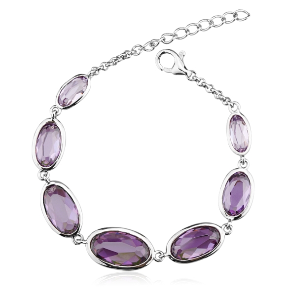 Hermosa Pulsera de Plata Con Cristales de Swarovski