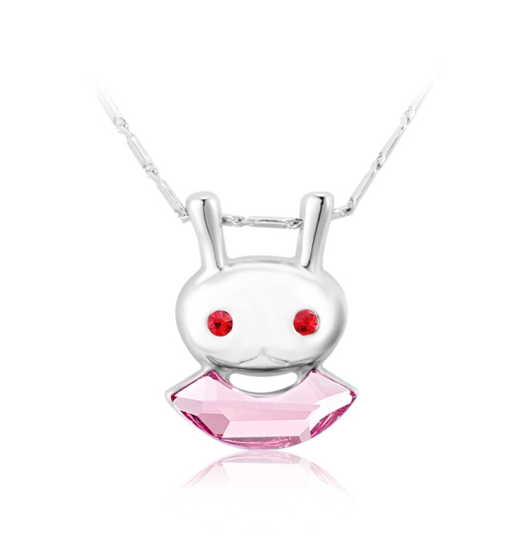 Tierno Collar de Conejito de Cristal color Rosa