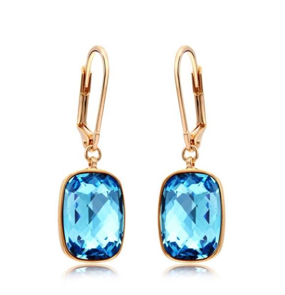 Preciosos Aretes de Cristal Swarovski Color Aquamarina