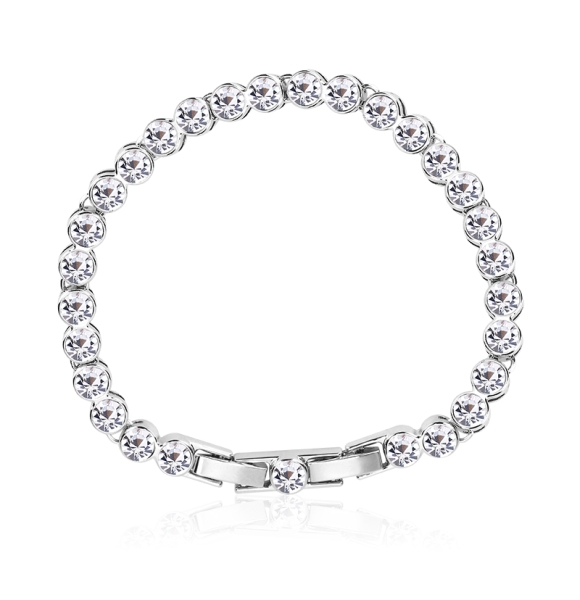Pulsera de Cristal Swarovski Blanco Con Rodio
